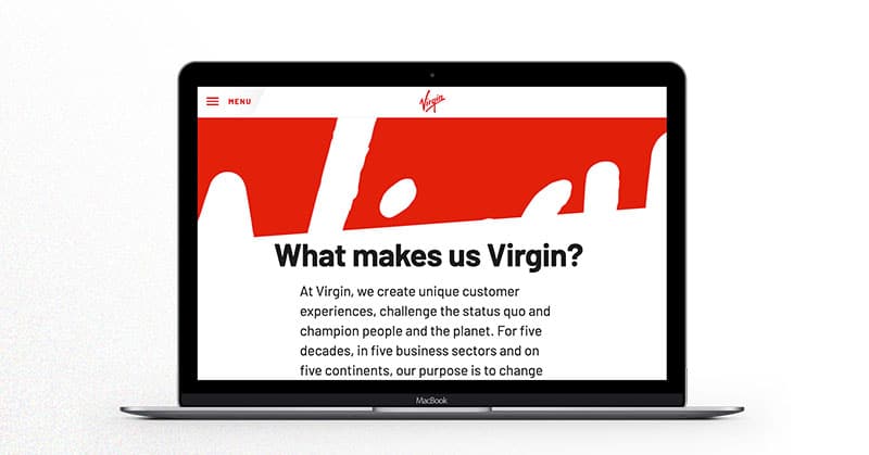 Studeo Articles – Applying Brand Strategy Online – Virgin Website Example